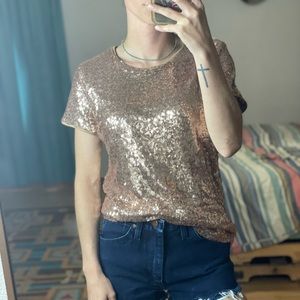 Rose gold sequin shirt